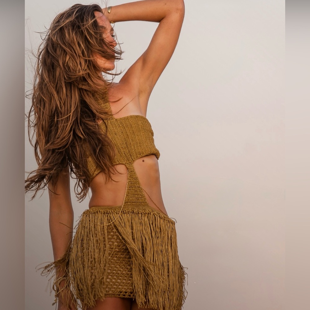 Stylish Mustard Fringe Dress